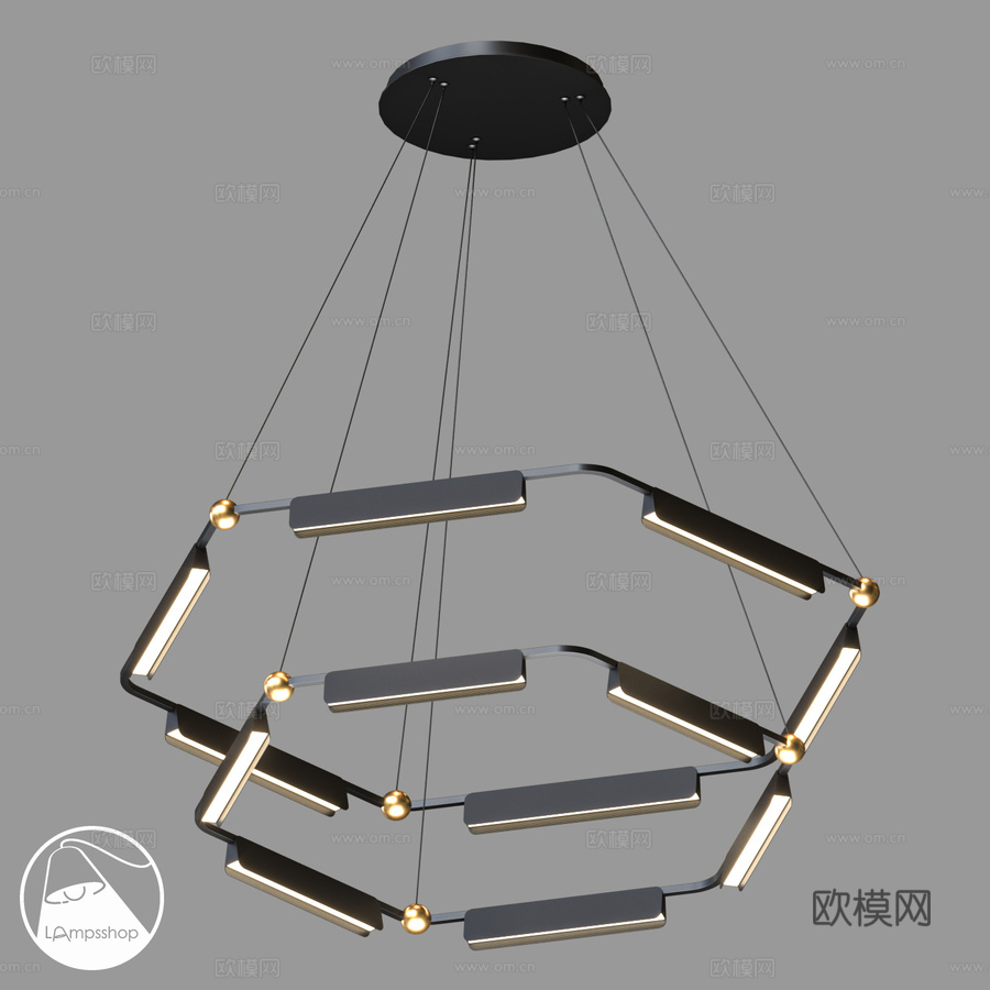LampsShop.ru L1857 吊灯 Black Tu3d模型下载