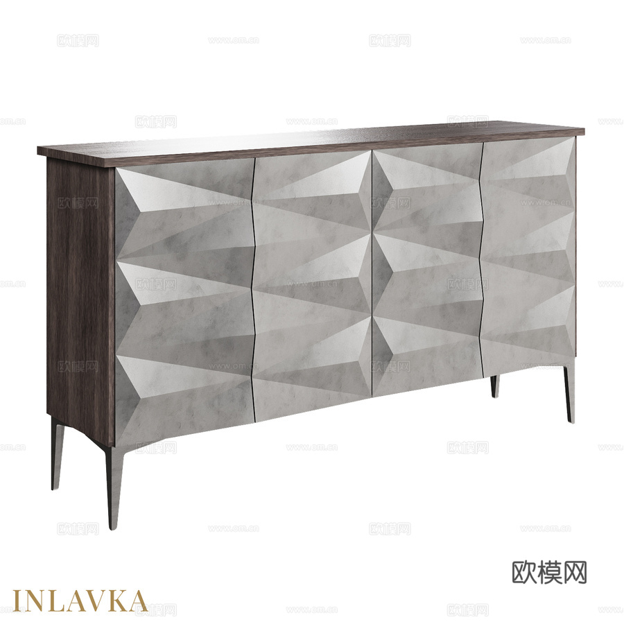 OM设计师款银色腿四门柜3d模型下载