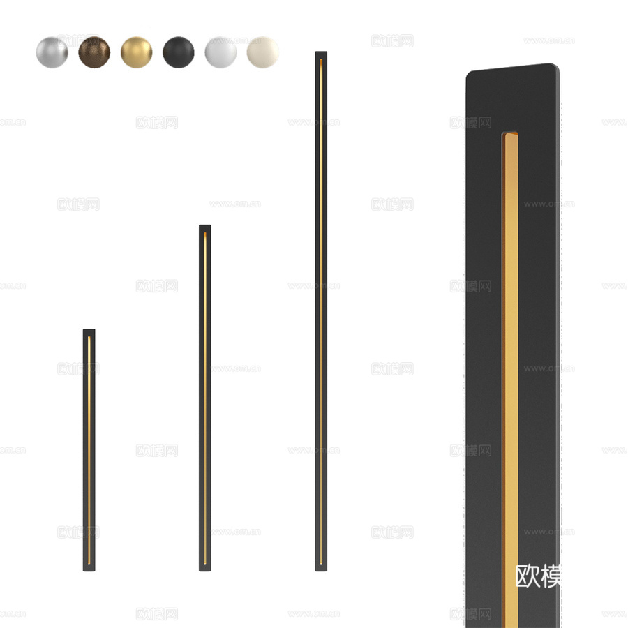垂直长灯用于照明楼梯台阶3d模型下载