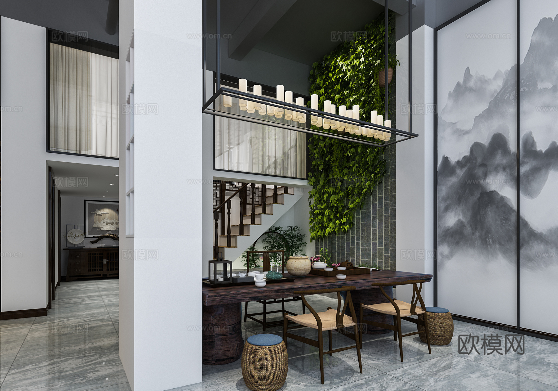 新中式茶叶店3d模型下载（渲染图3）