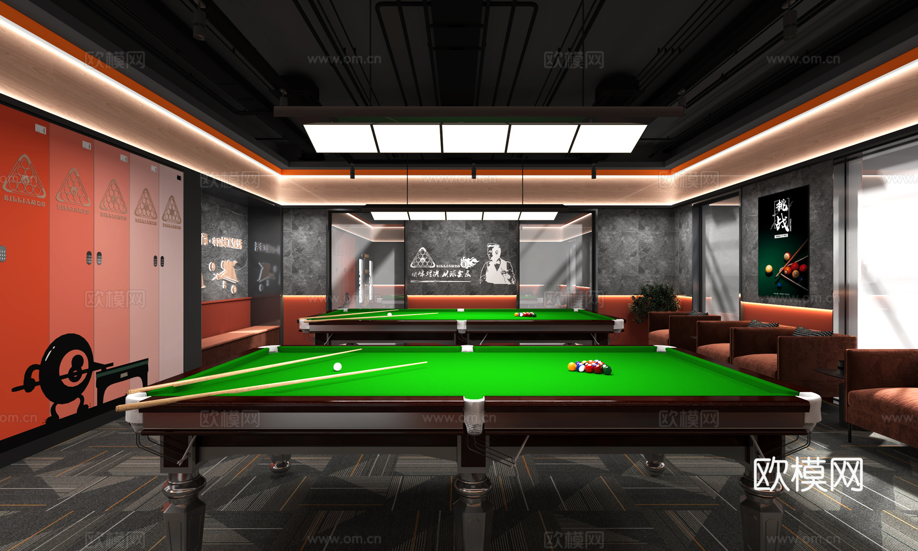 台球室3d模型下载（渲染图1）