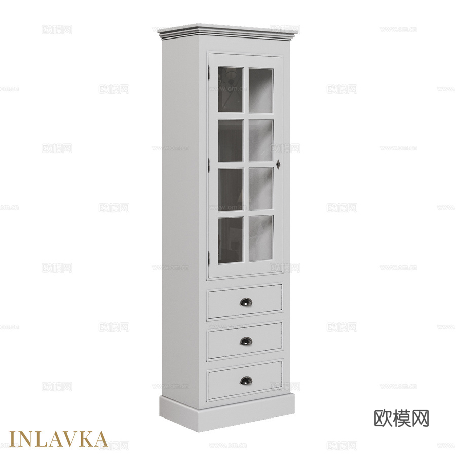 OM经典款单门三抽展示柜3d模型下载