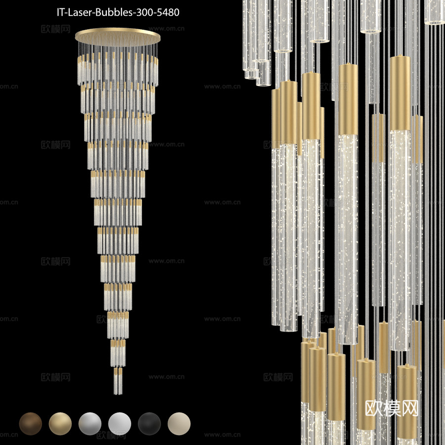 大型层叠式长吊灯 IT-Laser-Bubbles-33d模型下载
