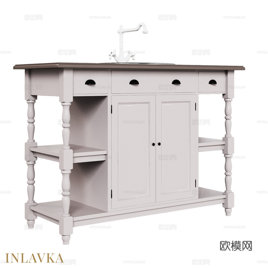 OM双门三抽浴室柜3d模型下载