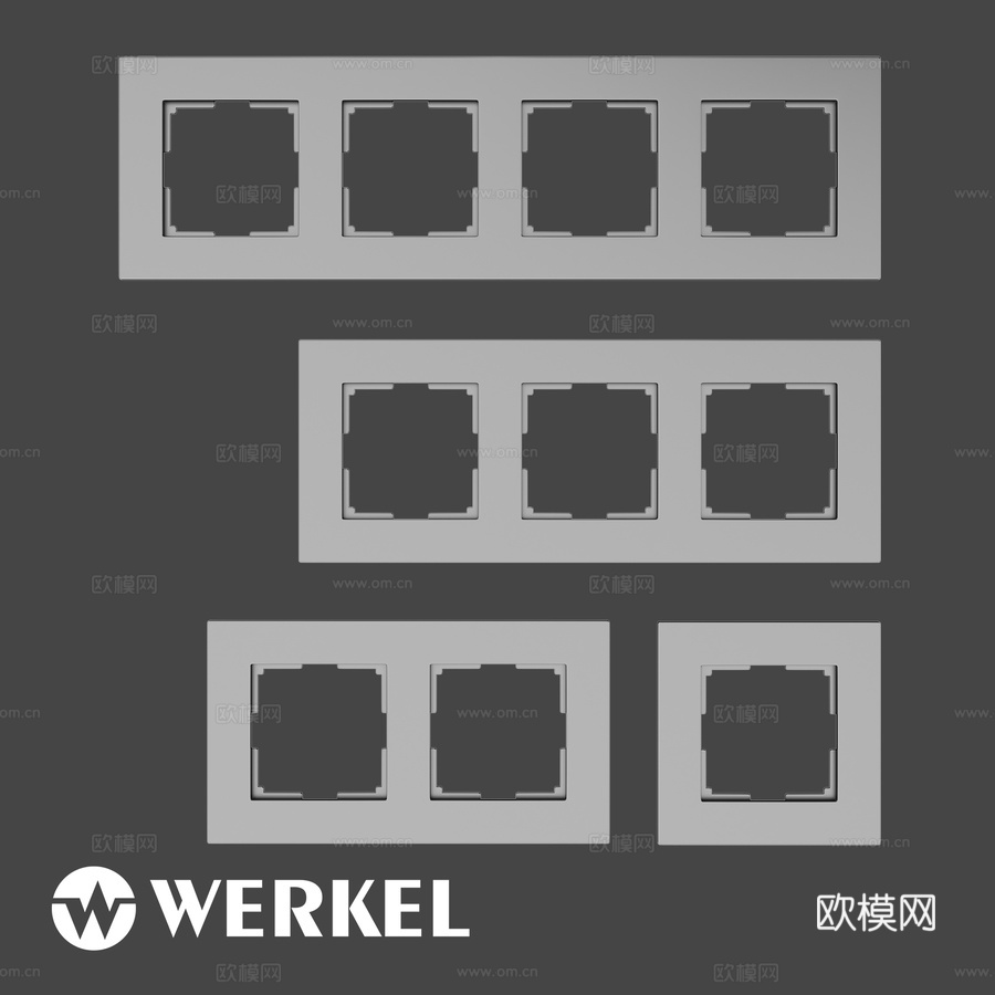OM 系列哑光塑料插座开关边框3d模型下载