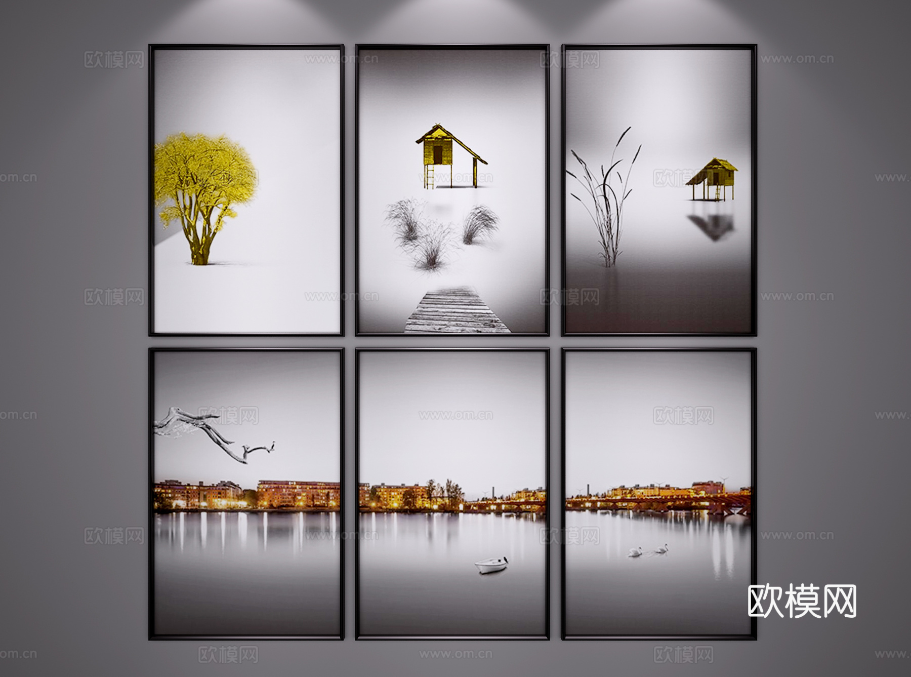 现代挂画 现代装饰画 北欧挂画 北欧装饰画 艺术画3d模型下载（渲染图1）