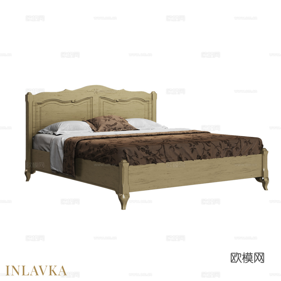 OM床180x200经典风格低脚板款3d模型下载