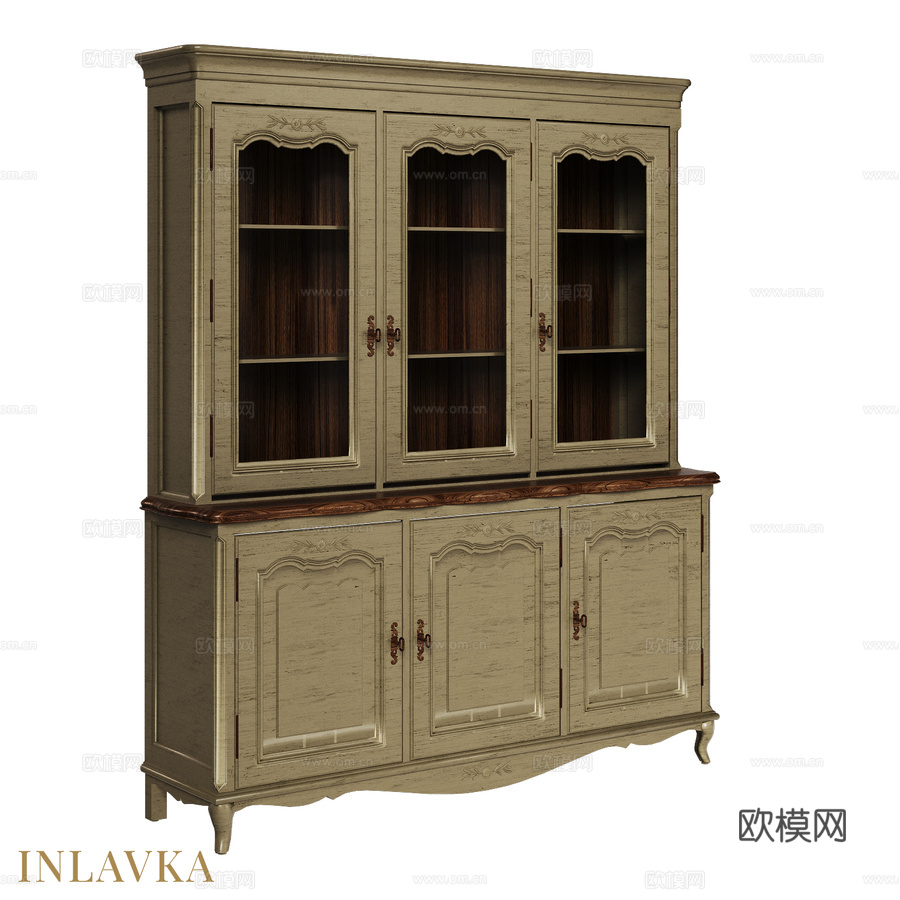OM经典风格三门餐边柜3d模型3d模型下载