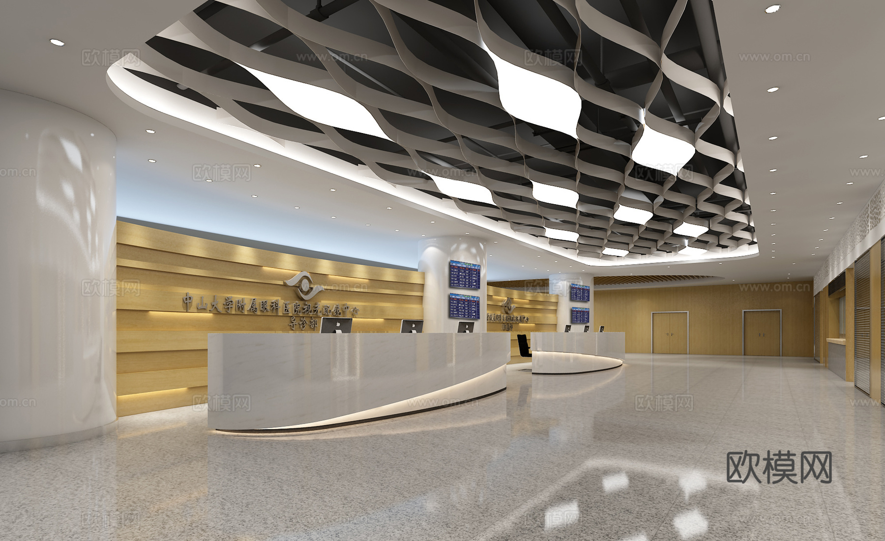 现代简约展厅3d模型下载（渲染图1）