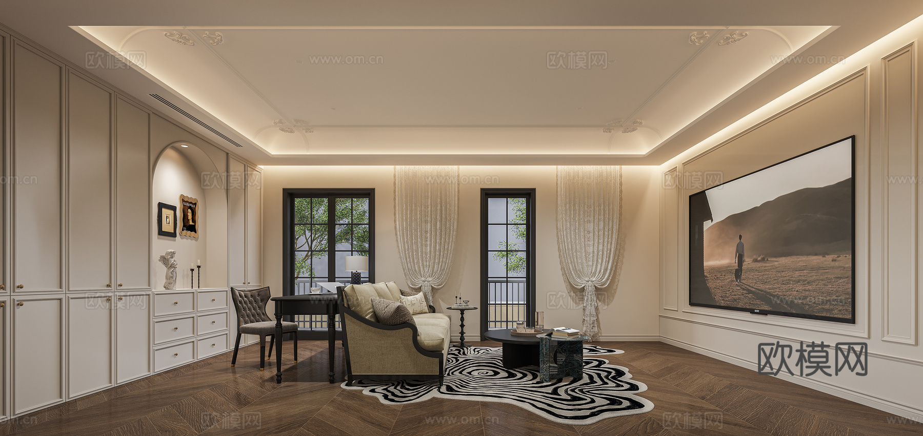 美式影音室3d模型下载