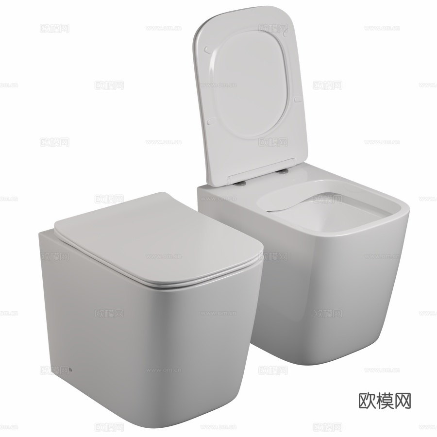 ABBER Rechteck AC1211 壁挂式马桶，白色3d模型下载