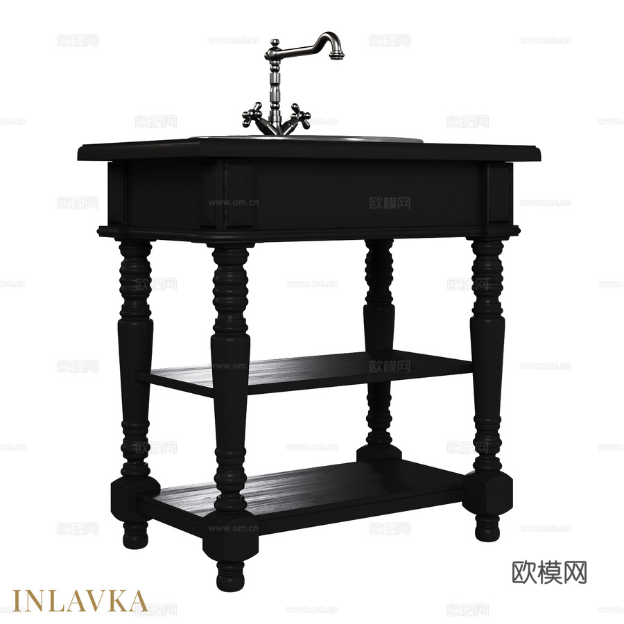 OM经典款松木台面浴室柜3d模型下载