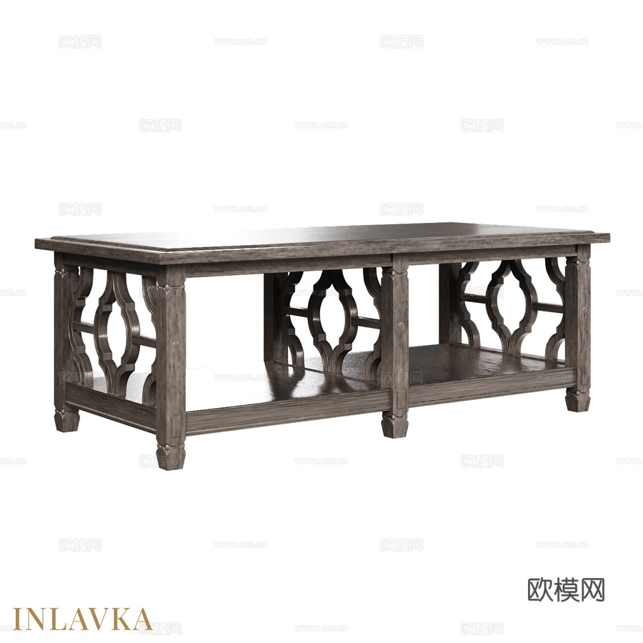 OM美式带层架咖啡桌3d模型下载