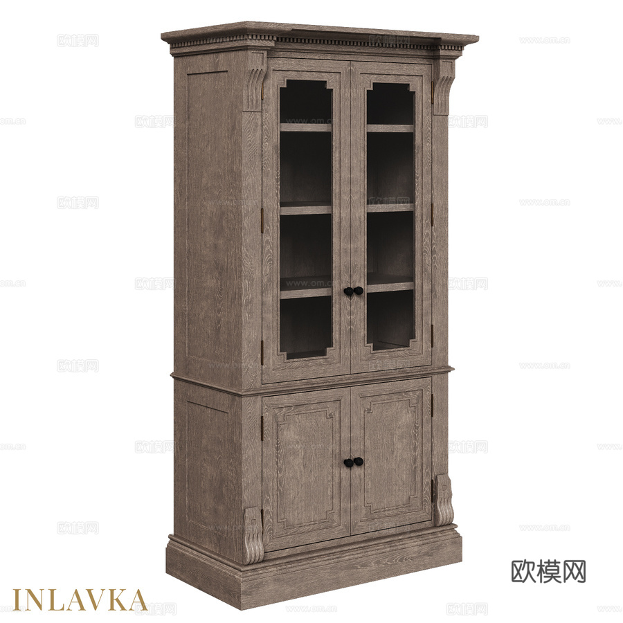 OM Glass双门展示柜（美式风格）3d模型下载