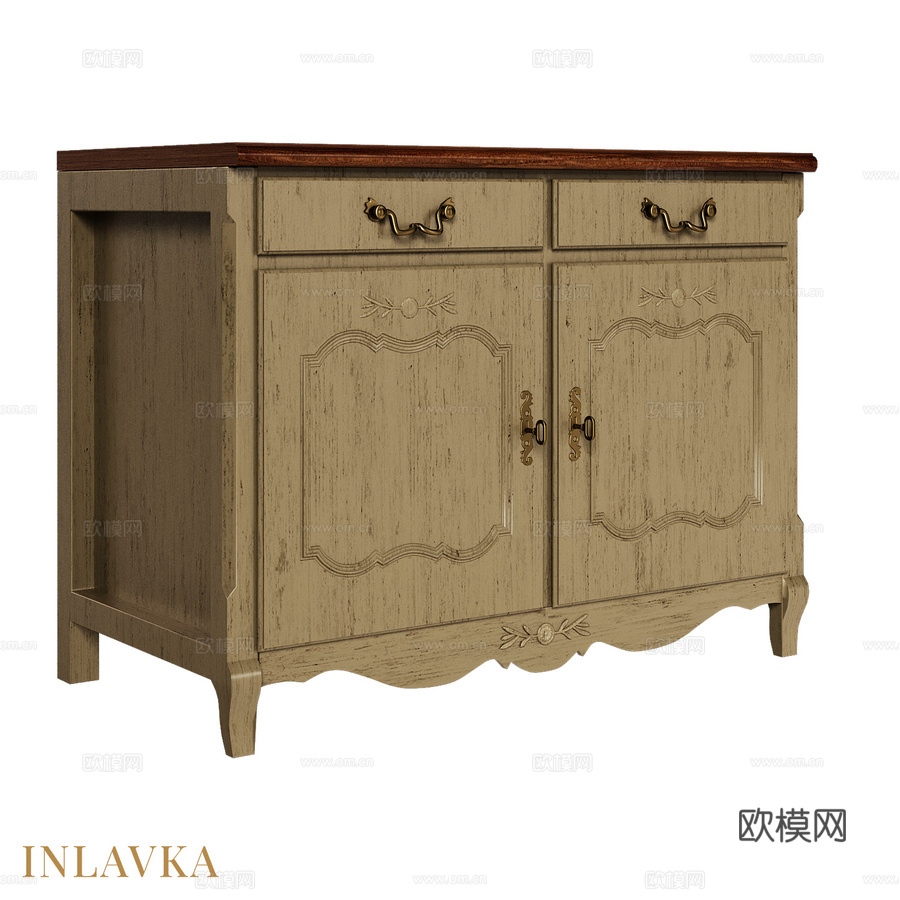 OM带抽屉双门厨房柜110cm3d模型下载