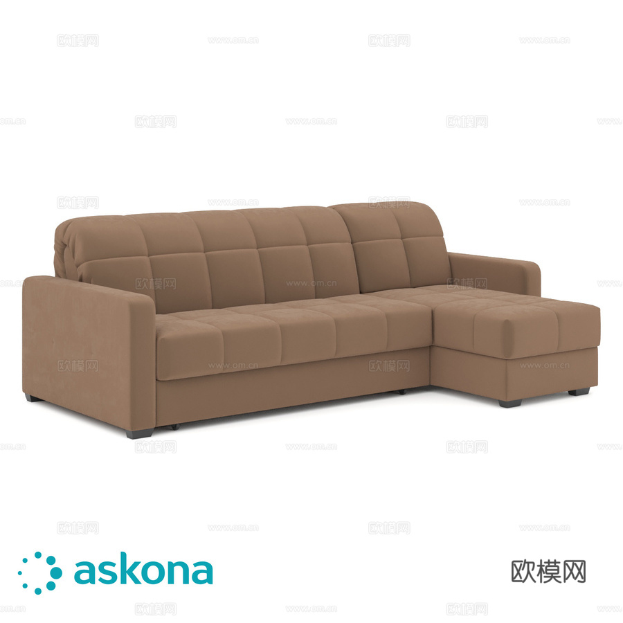 Domo Pro转角沙发（Domo Pro），方形缝线3d模型下载