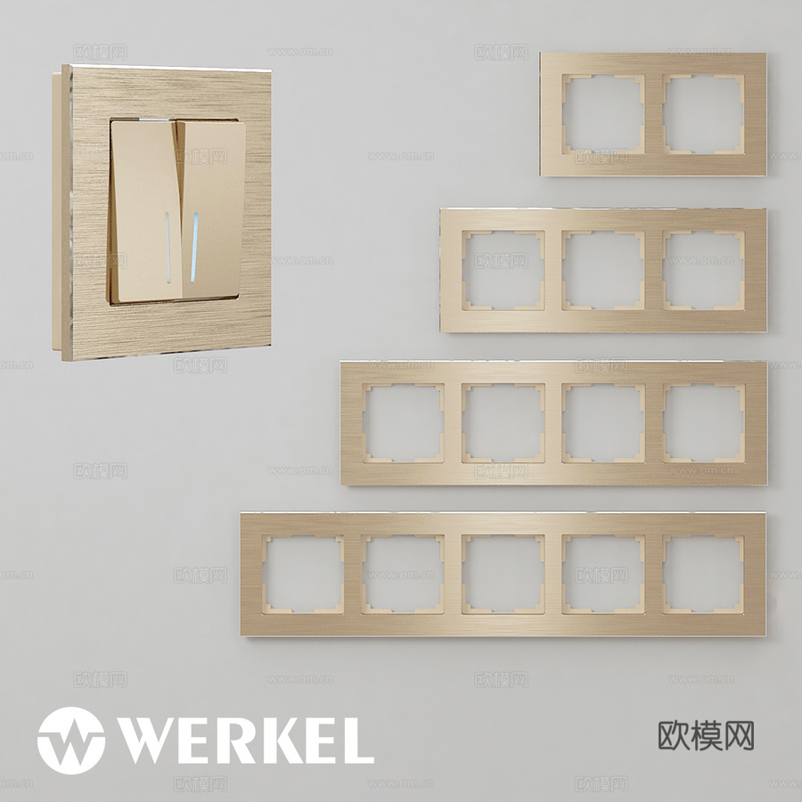 OM 插座开关铝制框架 Werkel Al3d模型3d模型下载
