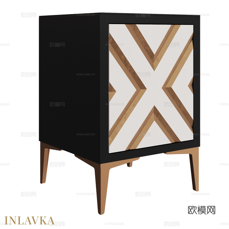 OM设计师风格菱形图案单门床3d模型