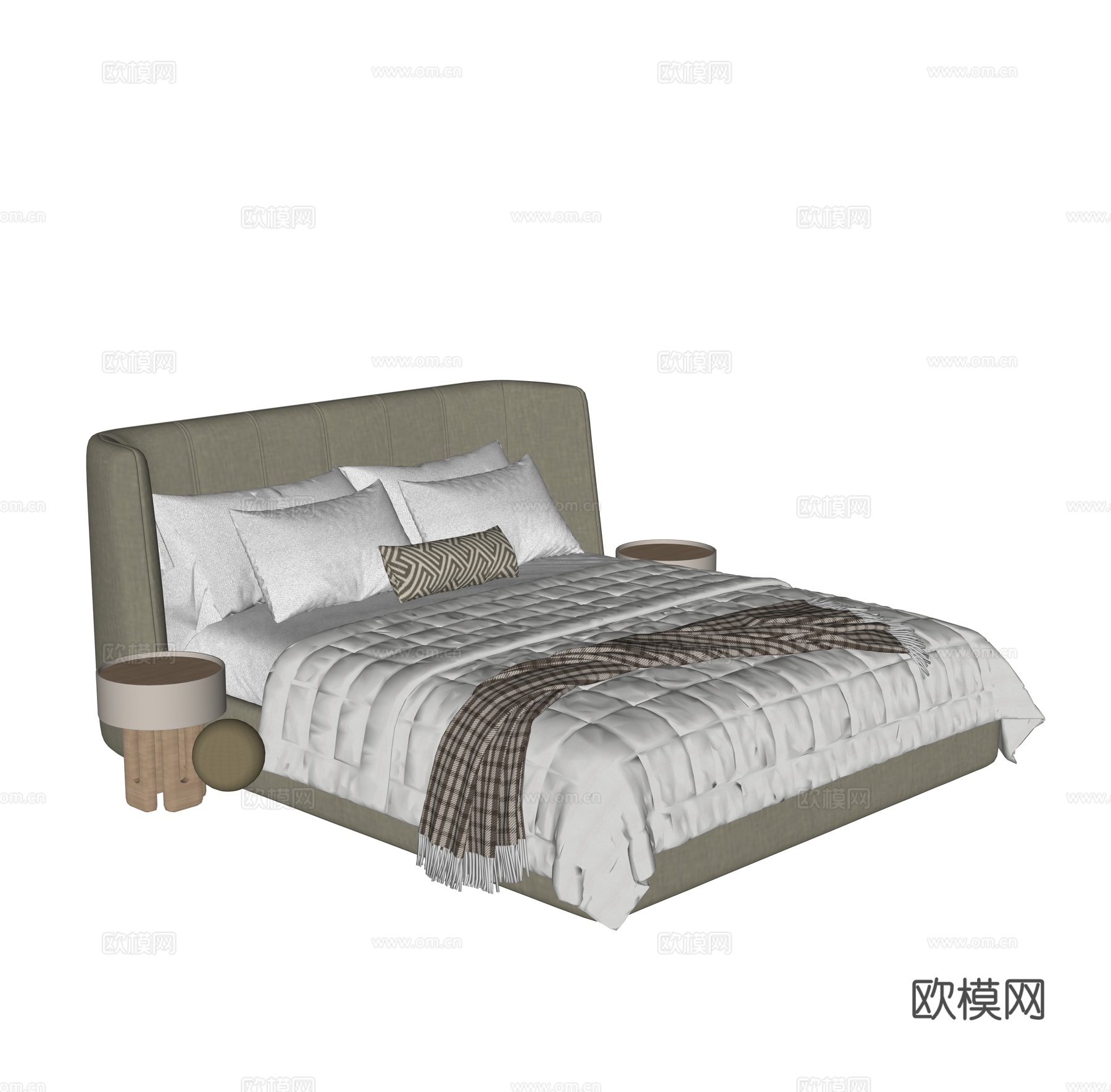 现代主卧床su模型