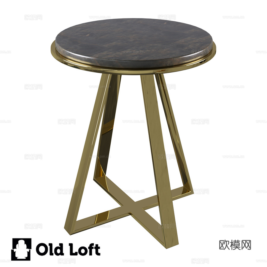 OM咖啡桌 Rondo 金色钢架款3d模型下载