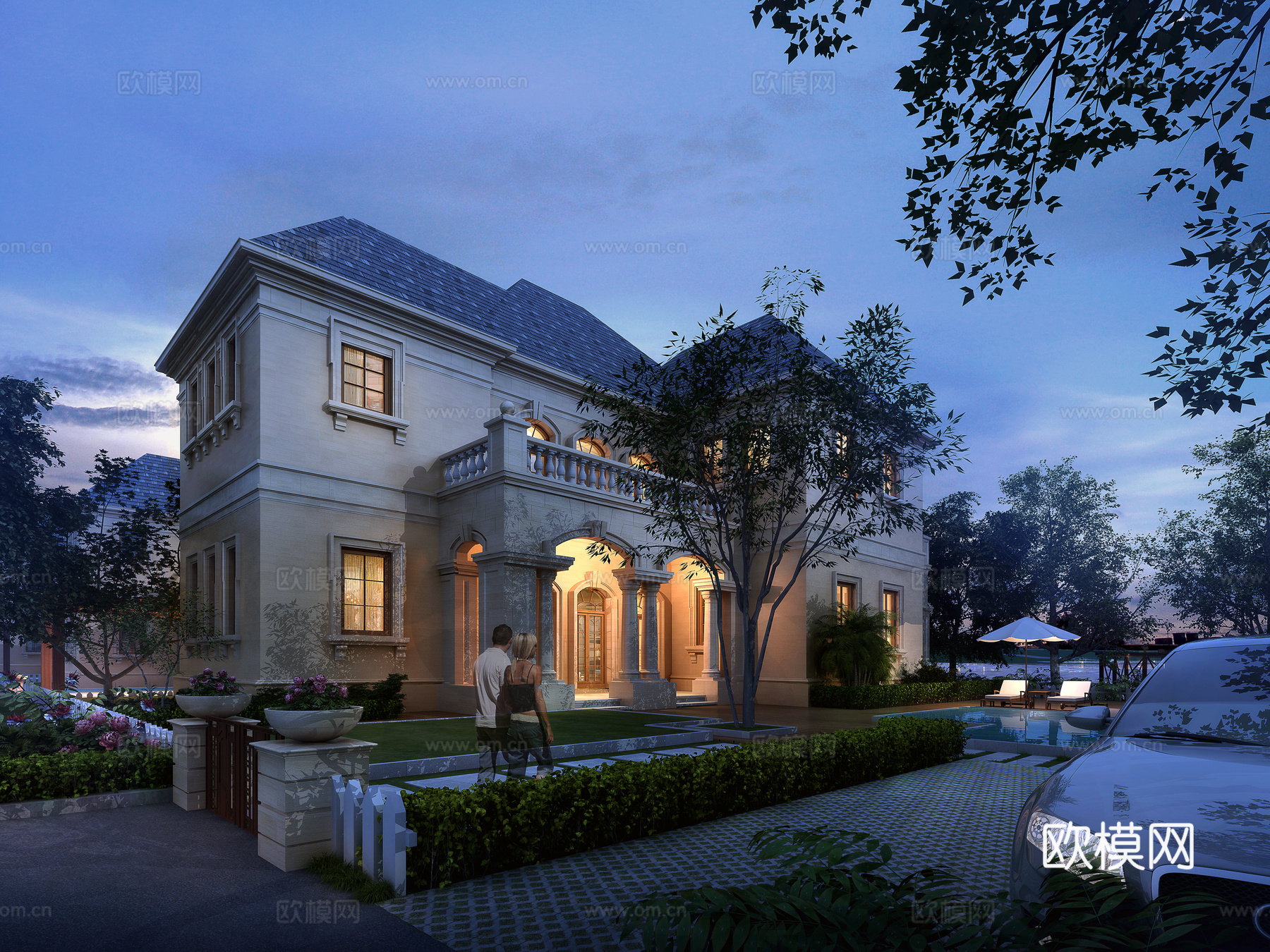 鸟瞰图 别墅外观 小区分布外观3d模型下载（渲染图3）