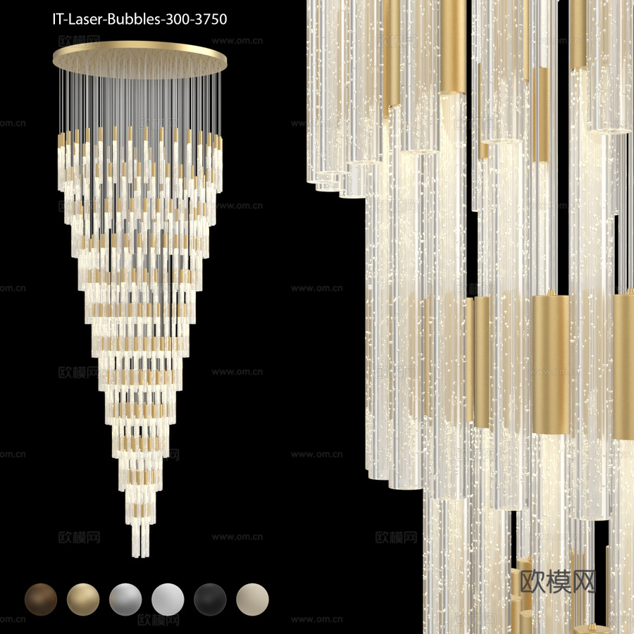 大型长型瀑布式吊灯 IT-Laser-Bubbles-33d模型下载