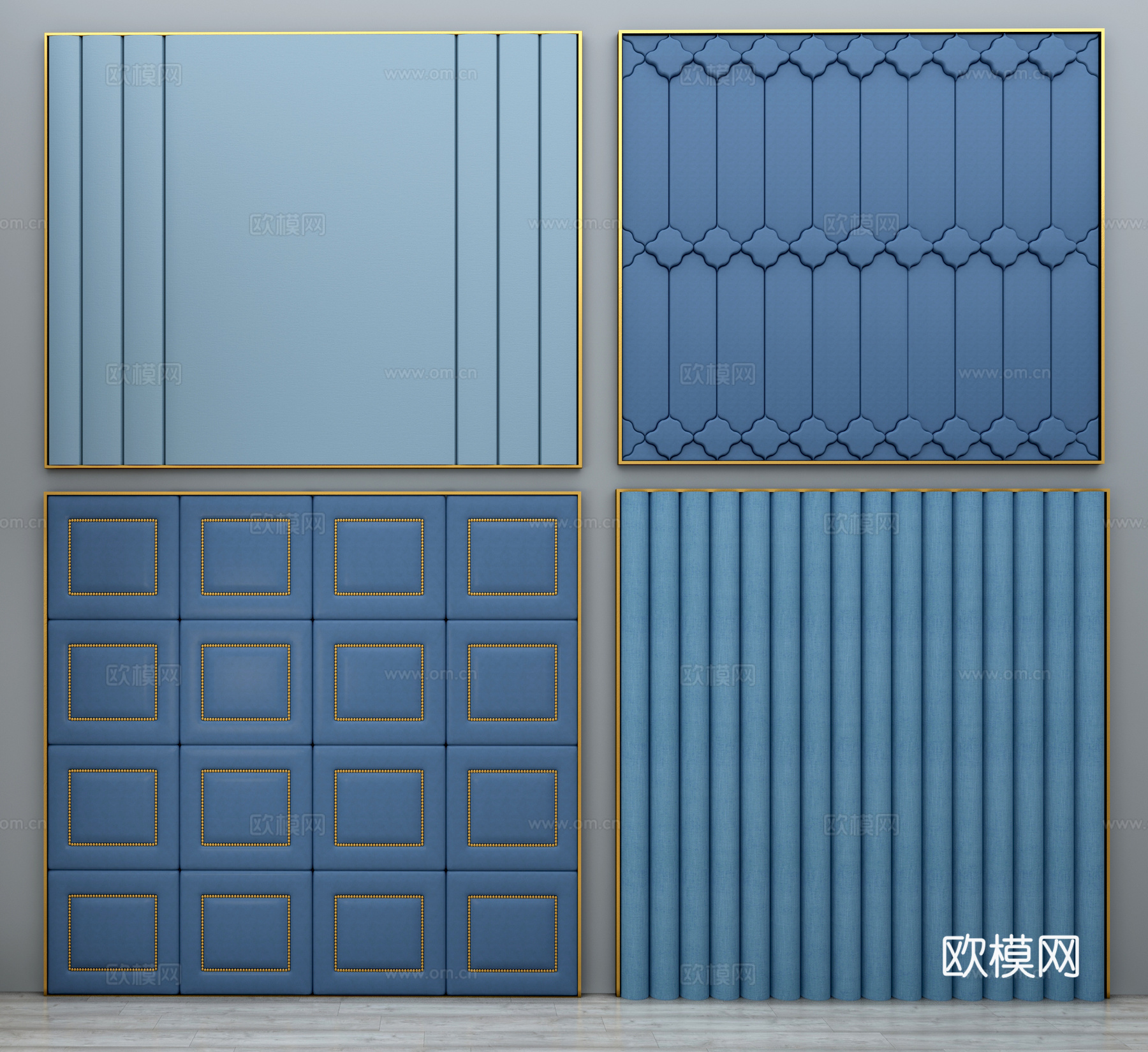 软包 欧式软包 床头软包 软包背景 艺术软包 皮革软包3d模型下载（渲染图1）