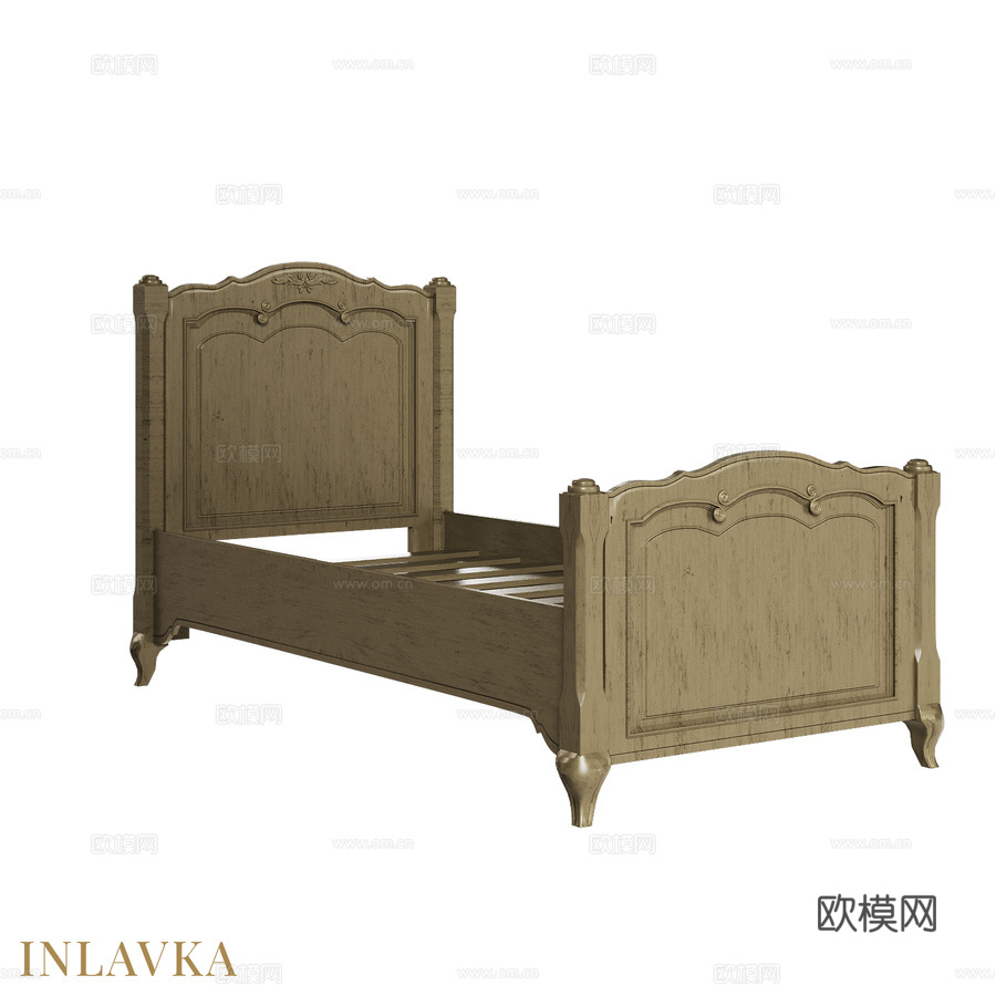 OM 经典风格 90x190 床3d模型下载