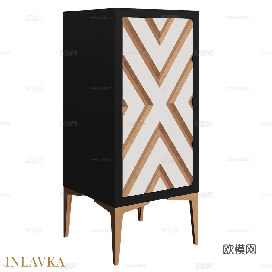 OM单门菱形纹饰抽屉柜3d模型下载