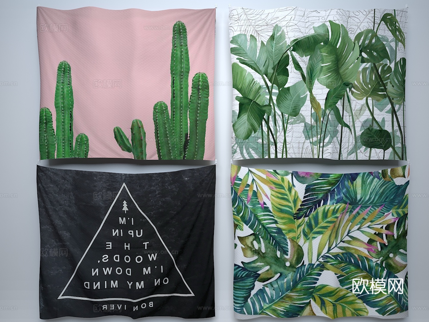 北欧风格挂毯挂布墙饰背景墙3d模型下载（渲染图3）