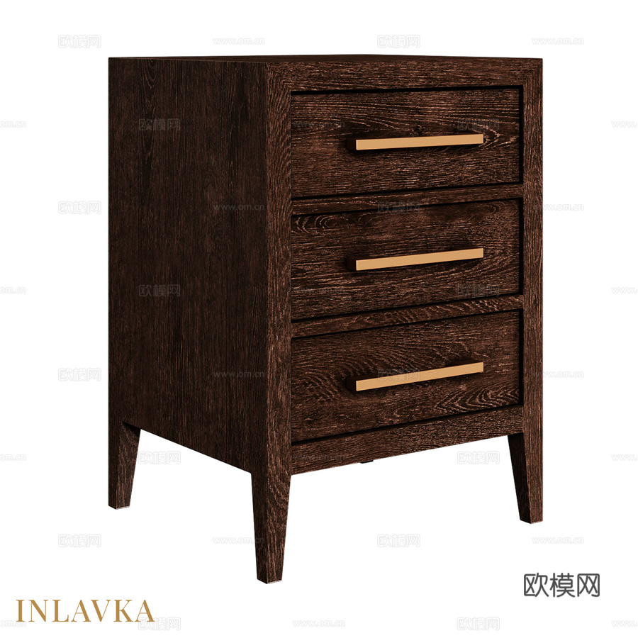 OM极简主义封闭式带抽屉床头柜3d模型下载