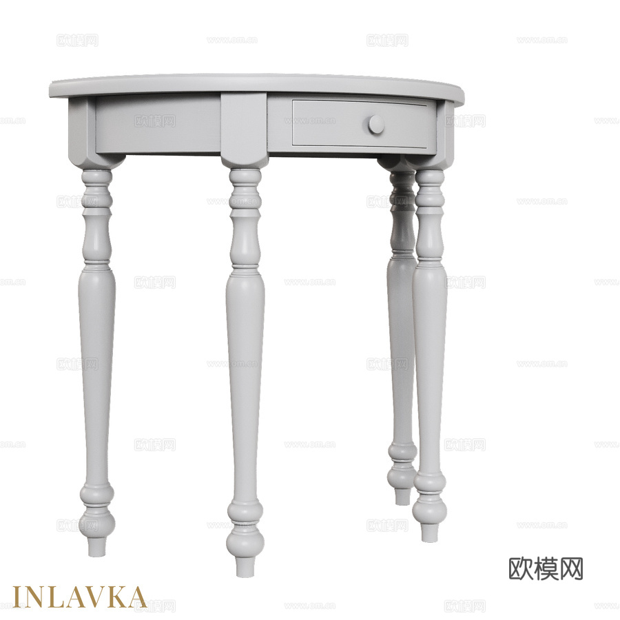 OM经典四腿半圆形边桌3d模型下载