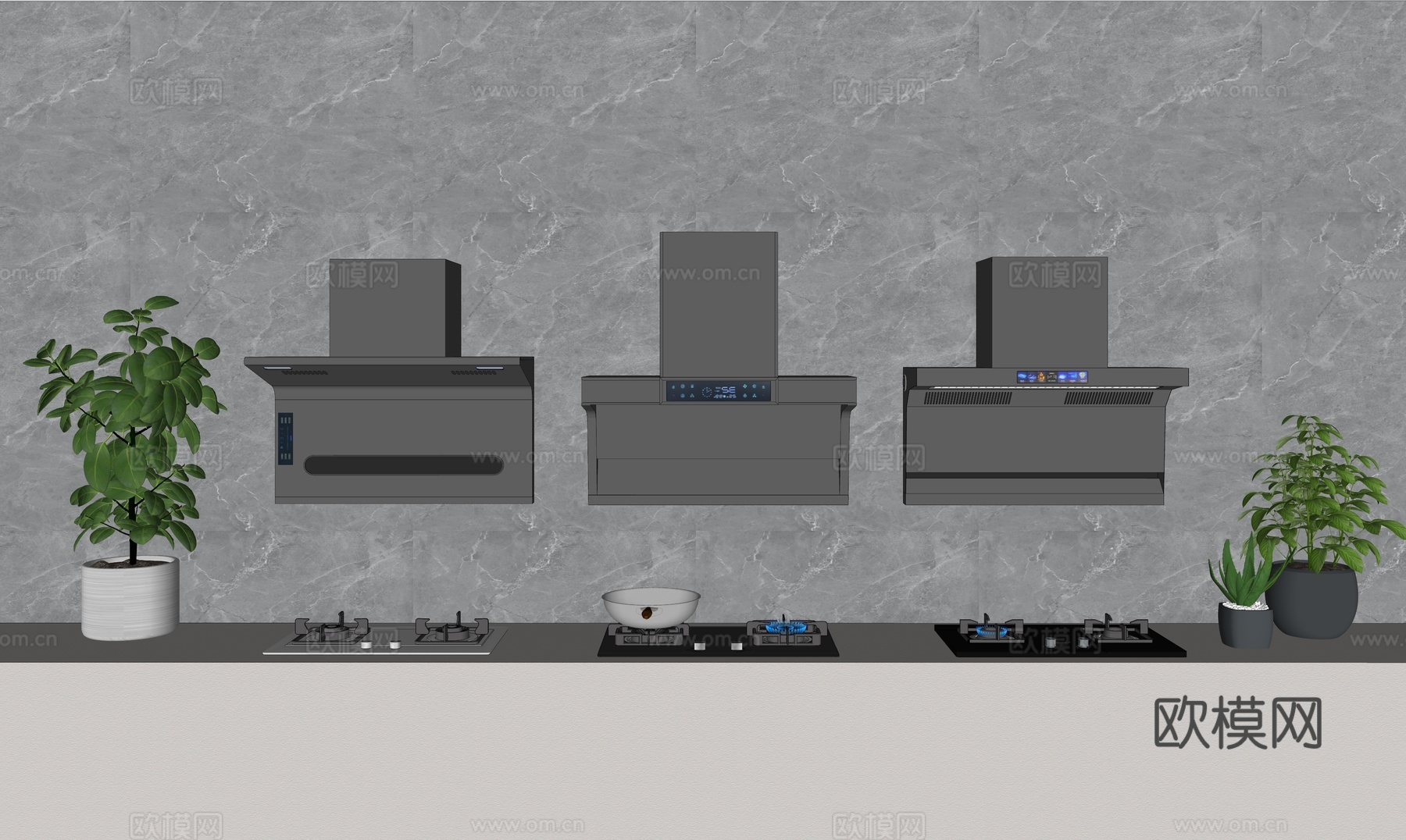 油烟机燃气灶su模型