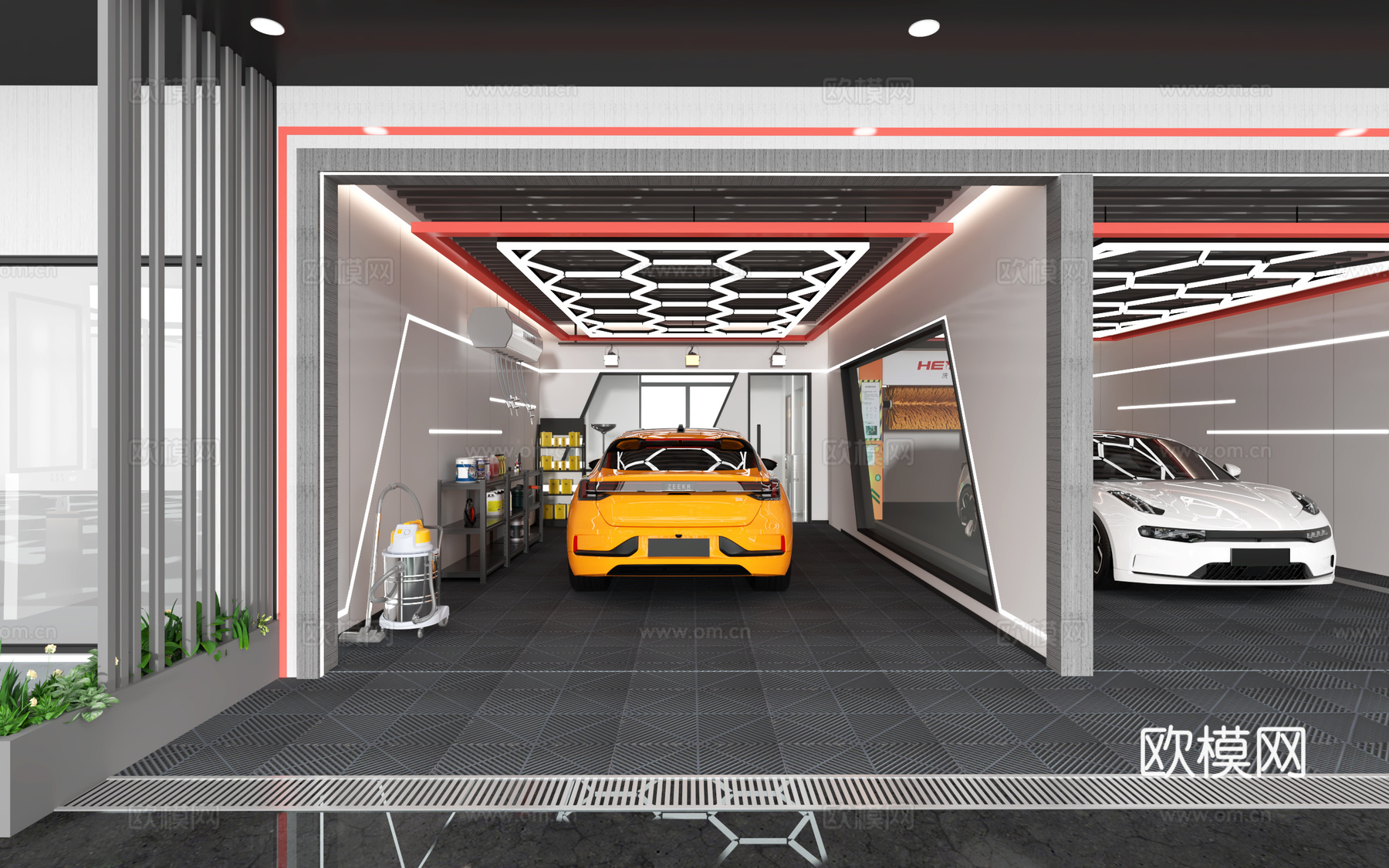 洗车店3d模型下载（渲染图2）