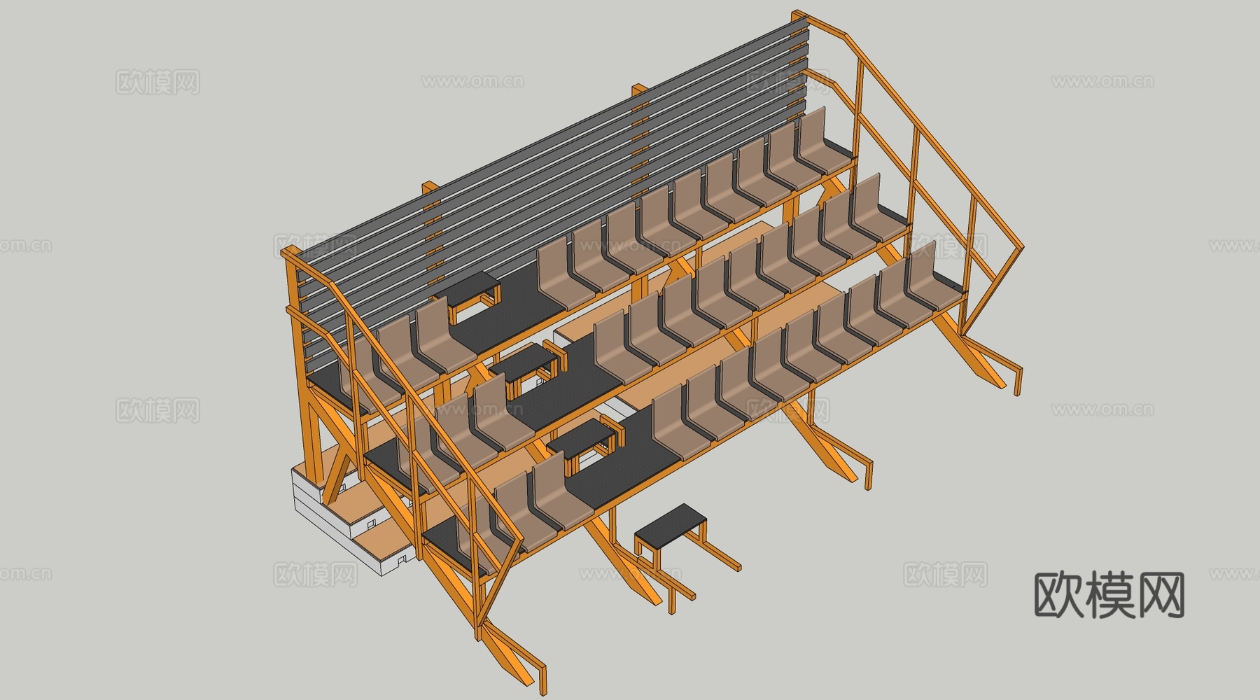 现代看台座椅 体育看台 观众席 台阶座椅su模型