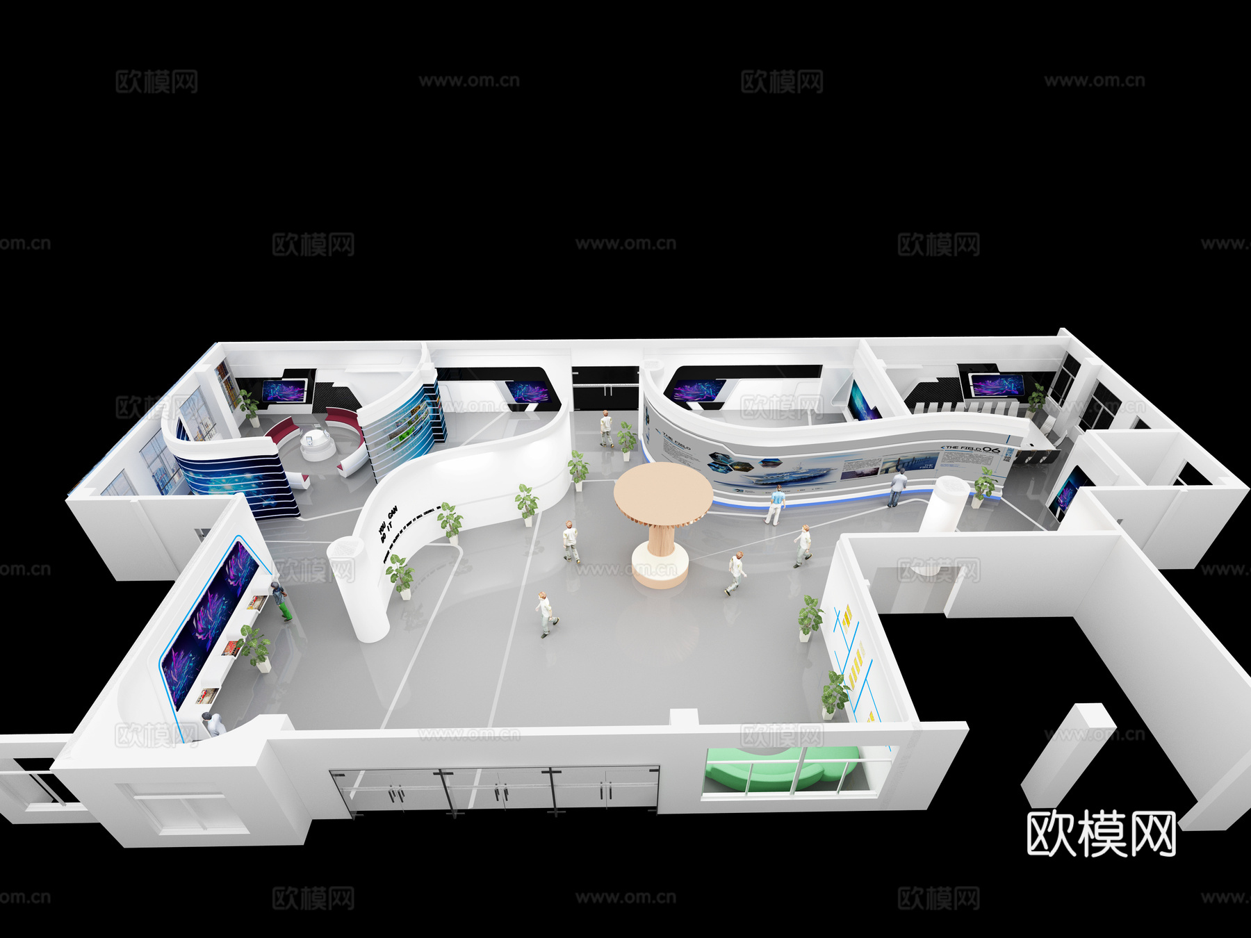 现代科技展厅3d模型下载（渲染图1）