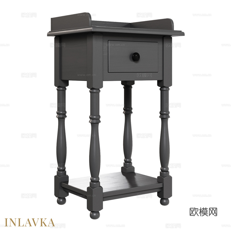 经典风格带抽屉OM边桌3d模型下载
