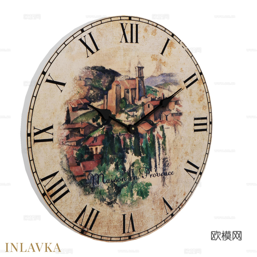 普罗旺斯古旧风钟表庄园3d模型下载