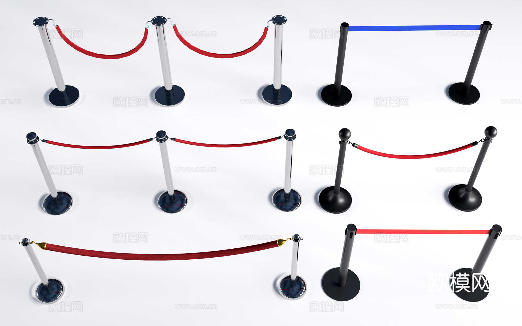 现代伸缩隔离带 警戒线 伸缩围栏 护栏su模型