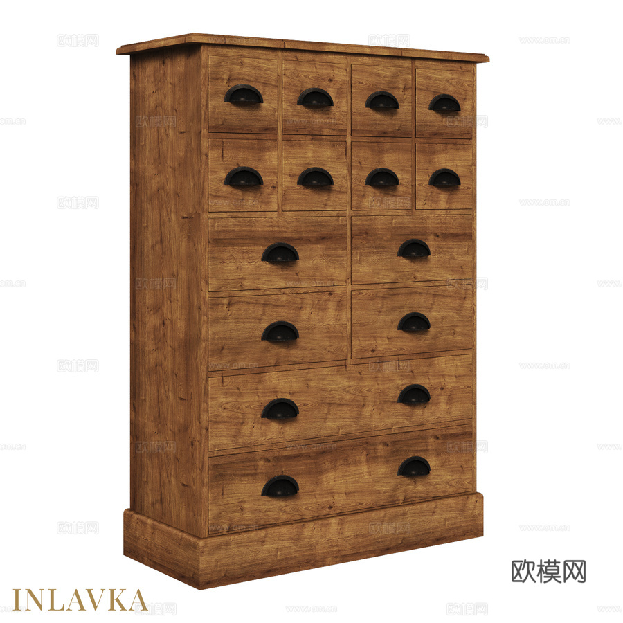 OM 14抽屉经典风格抽屉柜3d模型下载
