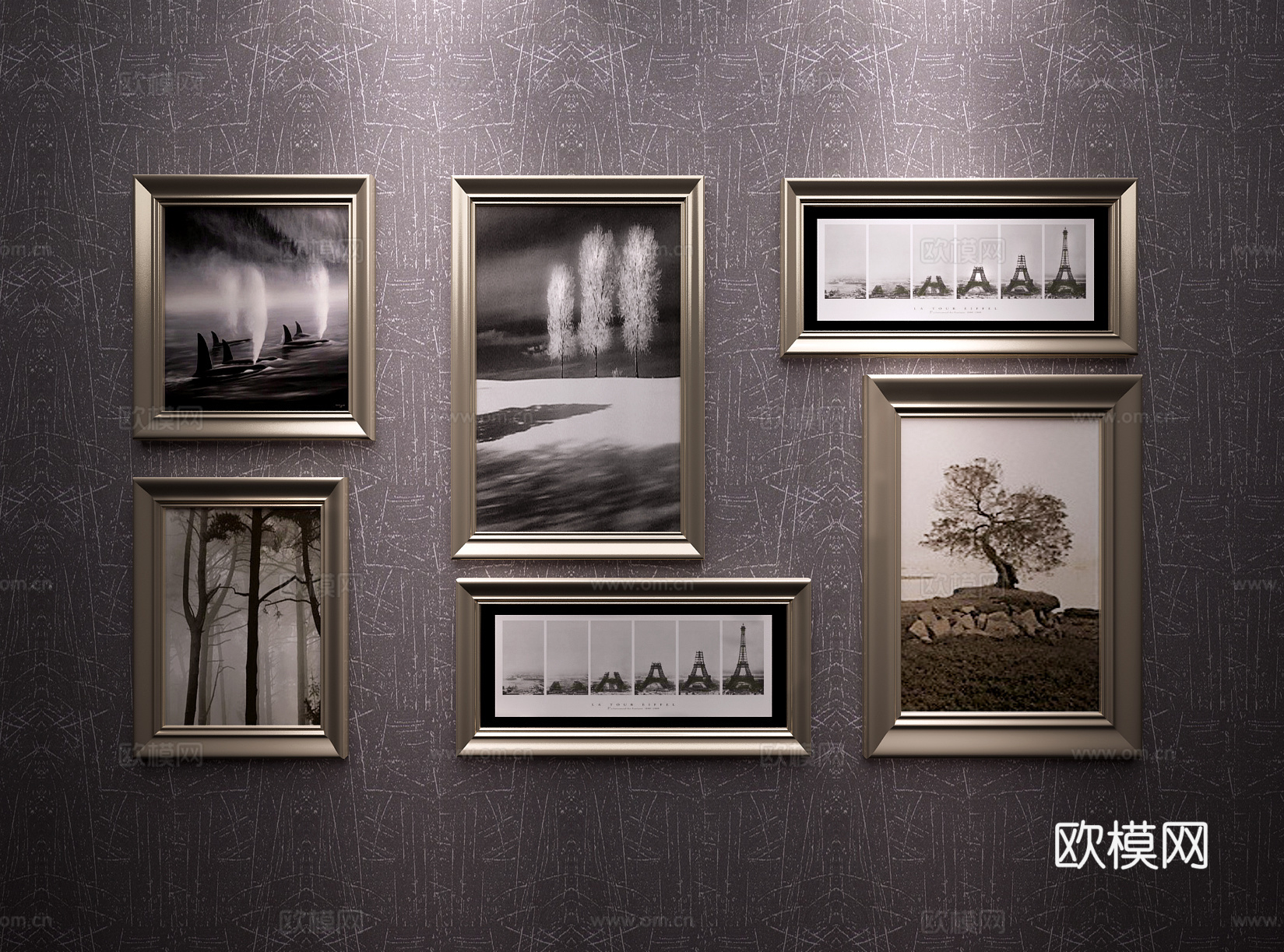 现代挂画 欧式挂画3d模型下载（渲染图2）