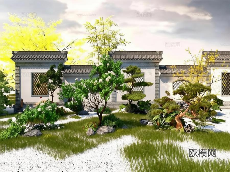庭院景观3d模型下载