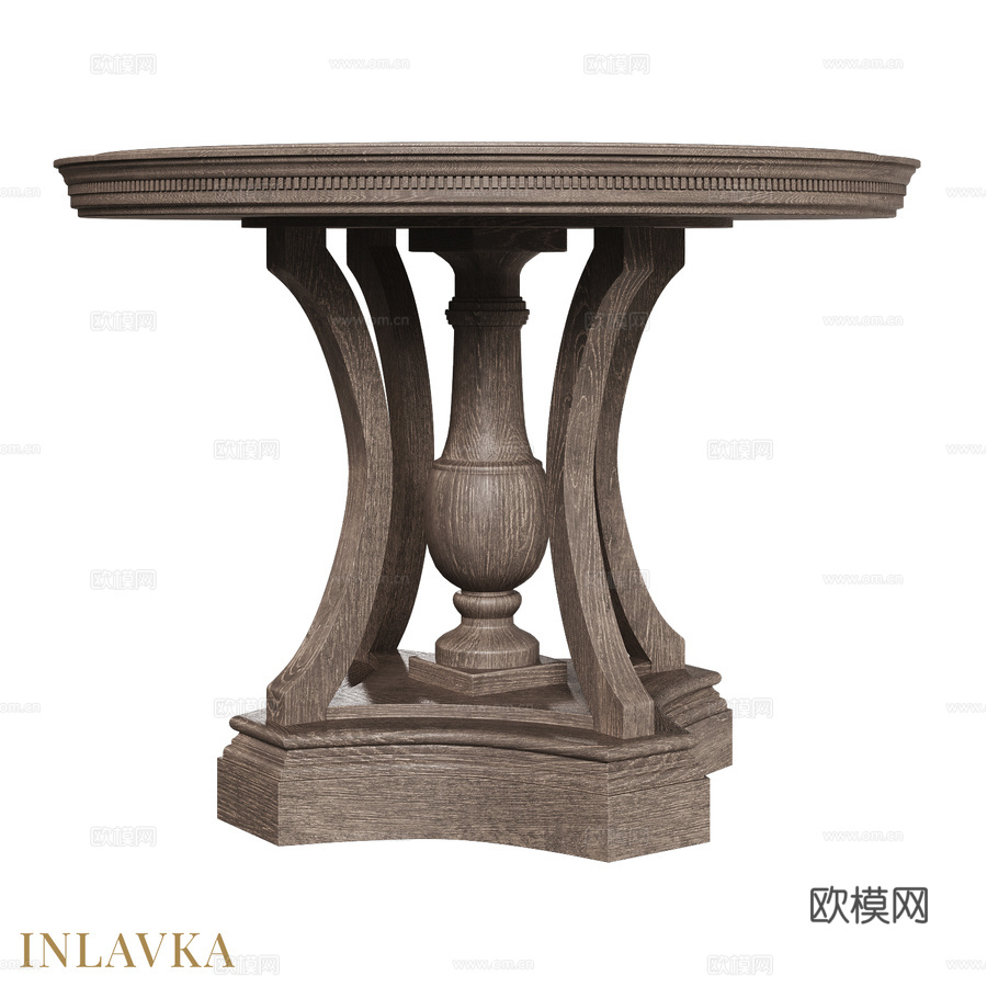 OM美式风格实木台面边几3d模型下载