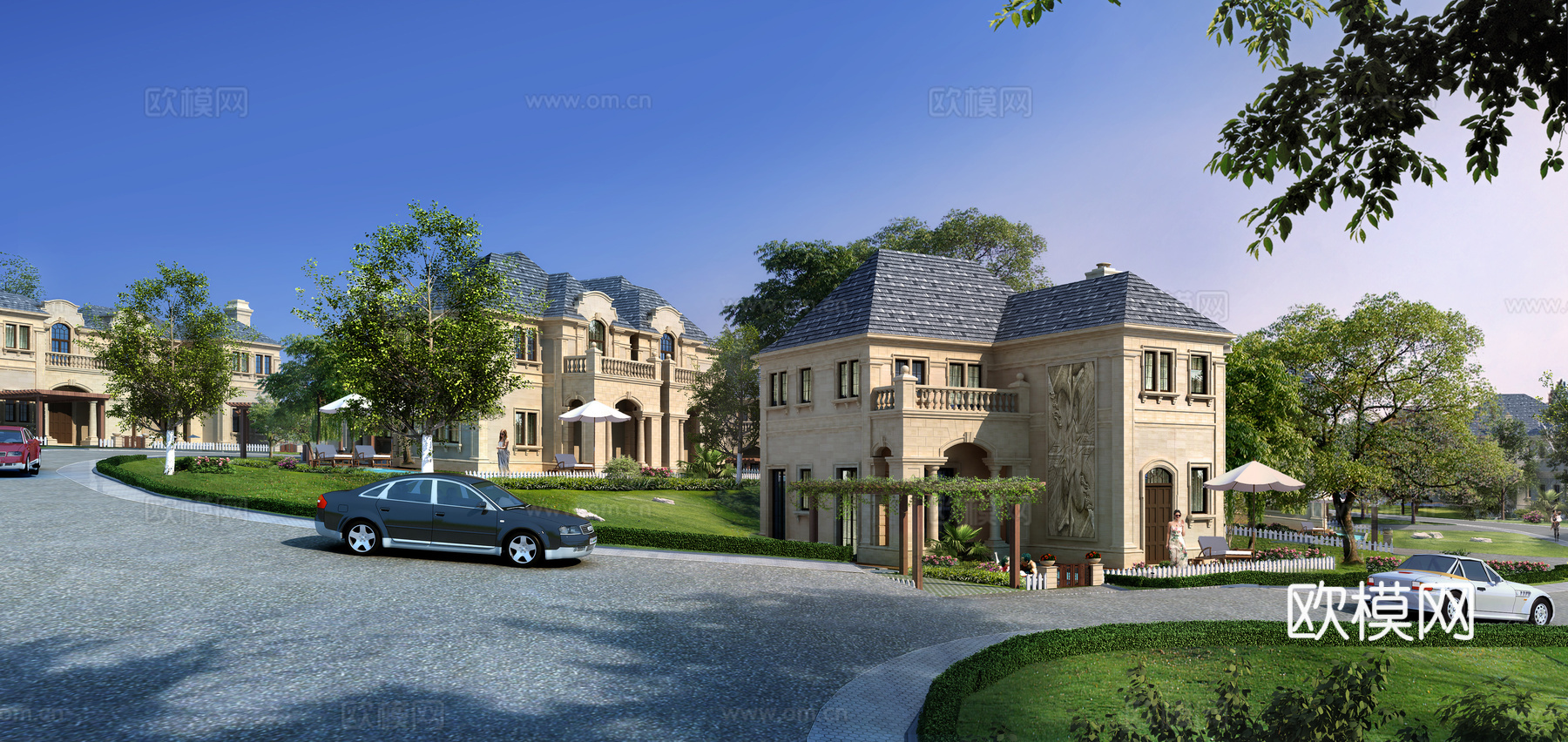 鸟瞰图 别墅外观 小区分布外观3d模型下载（渲染图4）