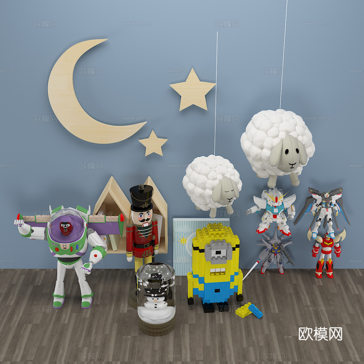 木偶士兵雪人玩具现代巴斯光年现代变形金刚玩具卡通乐高小黄3d模型下载（渲染图2）