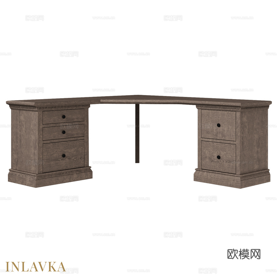 OM转角书桌，带两个床头柜的模块化桌3d模型下载
