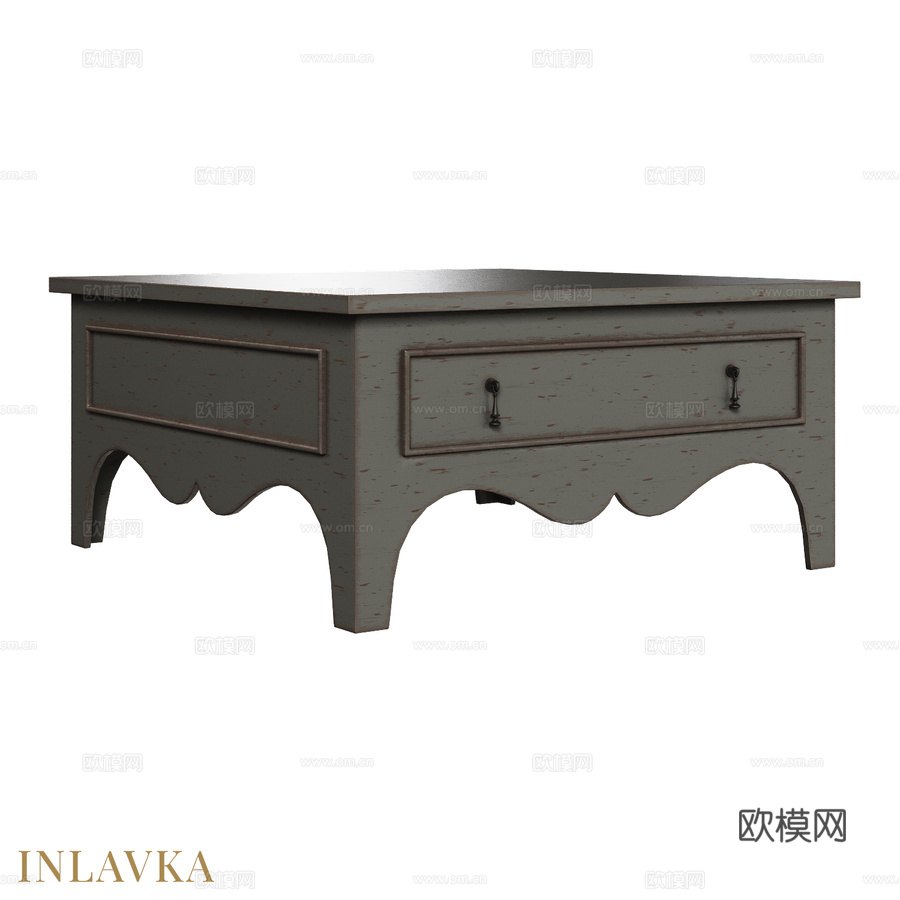 OM美式带抽屉咖啡桌3d模型下载
