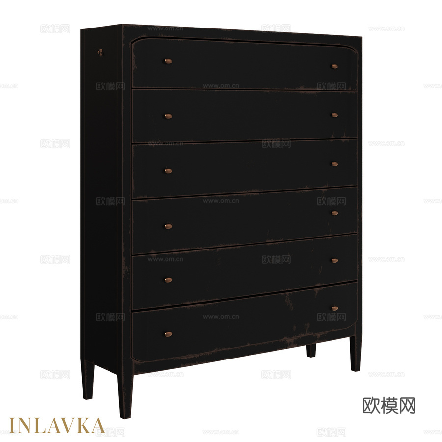 OM 高型六抽屉柜， 美式风格3d模型下载