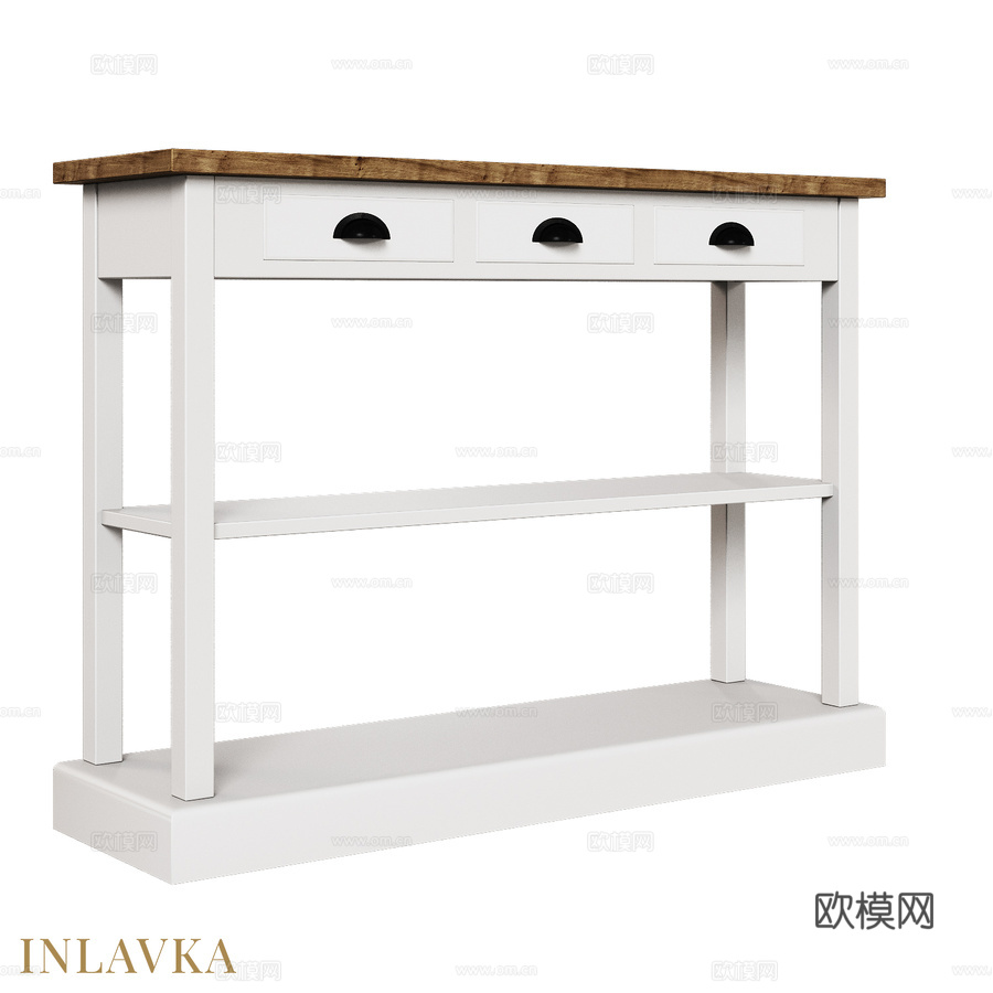 OM 经典款单层架三抽屉边桌3d模型下载