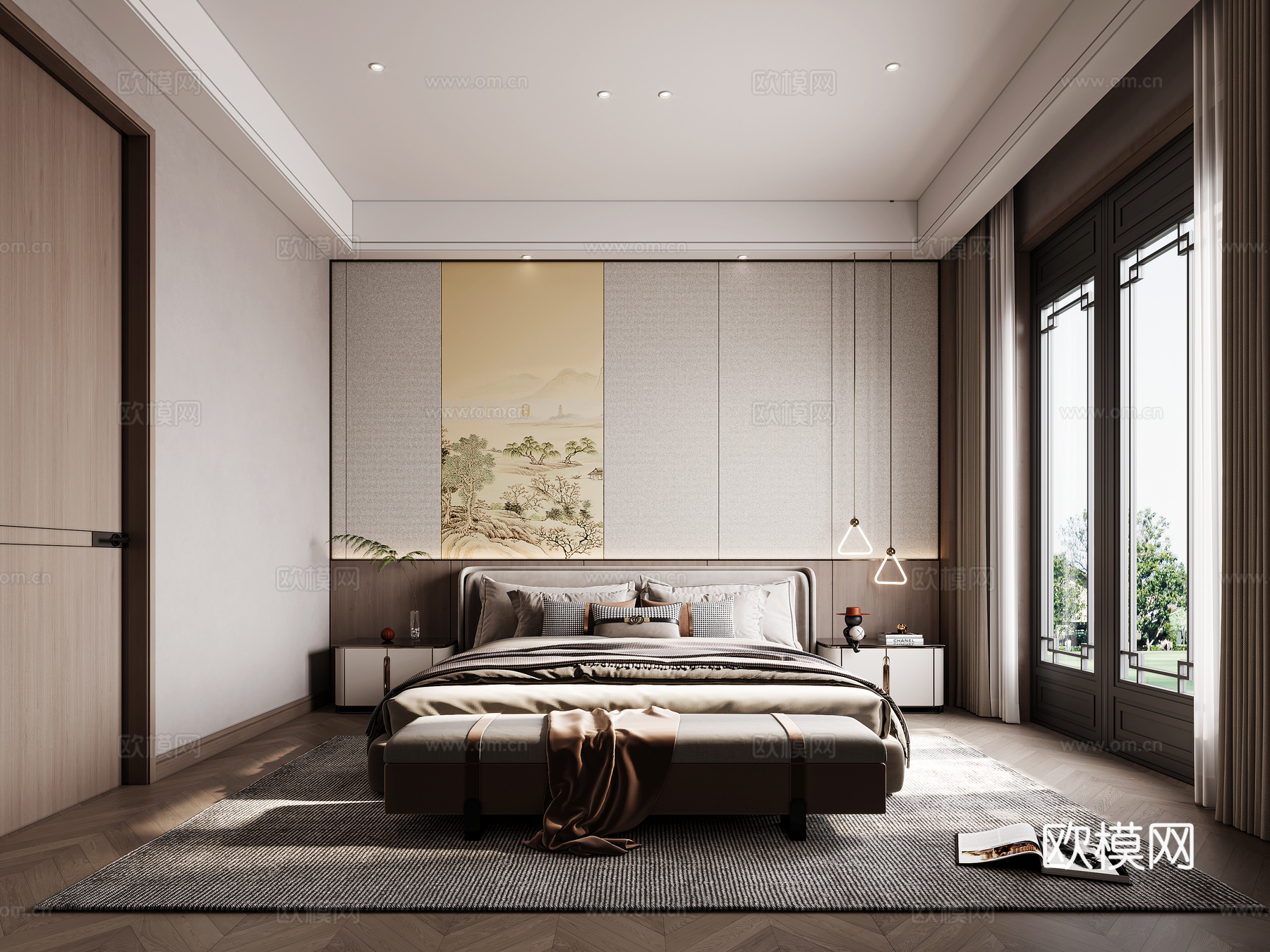 新中式老人房3d模型下载